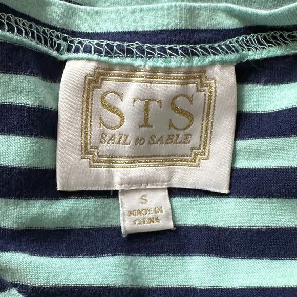 Sail to Sable Blue Green Striped Sleeveless Maxi Dress Sz S - Picture 3 of 4